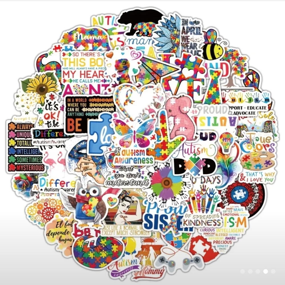 NEW Random 10pc Autism Awareness Vinyl Water Proof Stickers - Picture 4 of 6